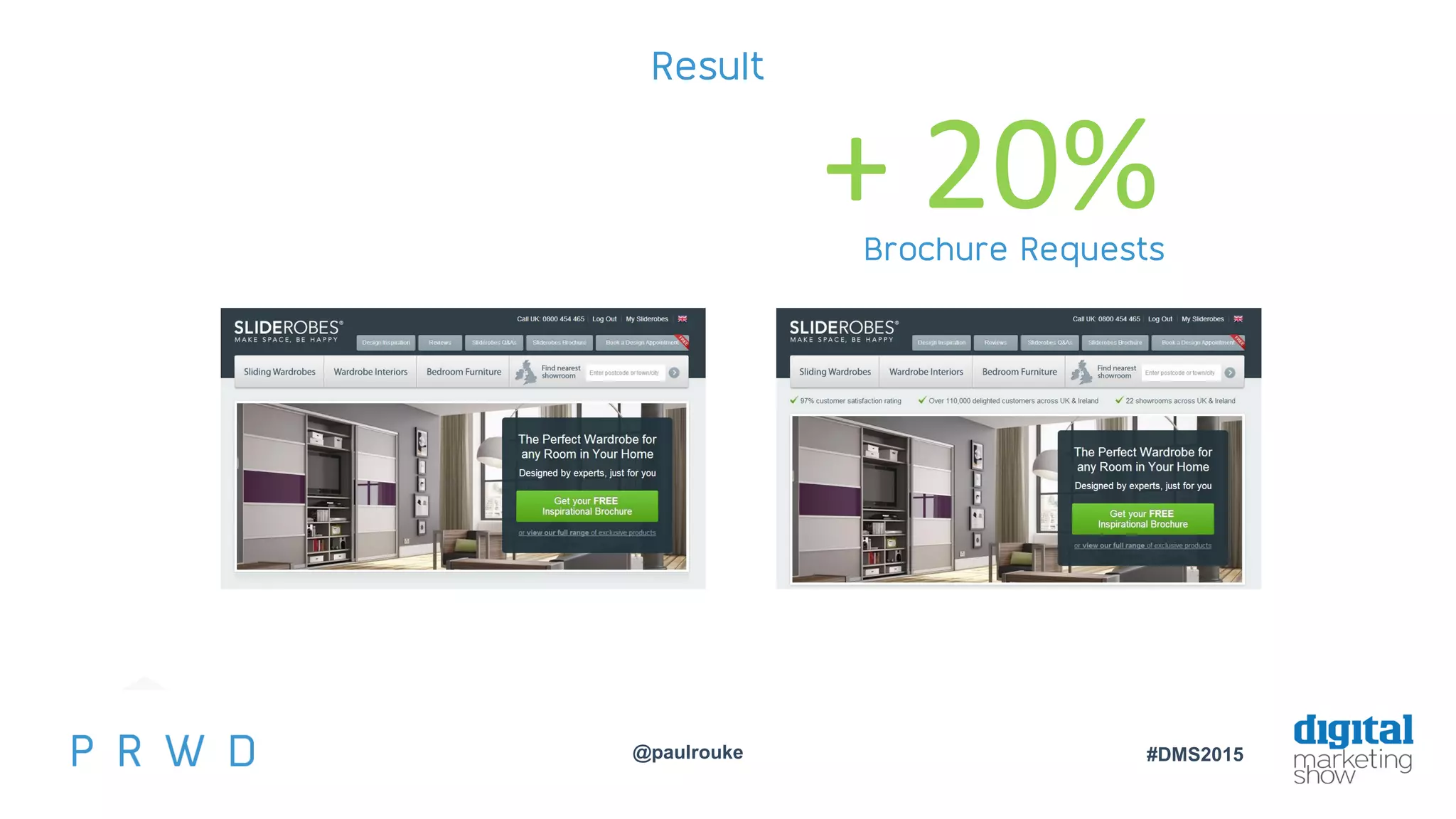 @paulrouke #DMS2015
Result
+ 20%Brochure Requests
CONSISTENTLY COMMUNICATE HOW GOOD YOU ARE
 