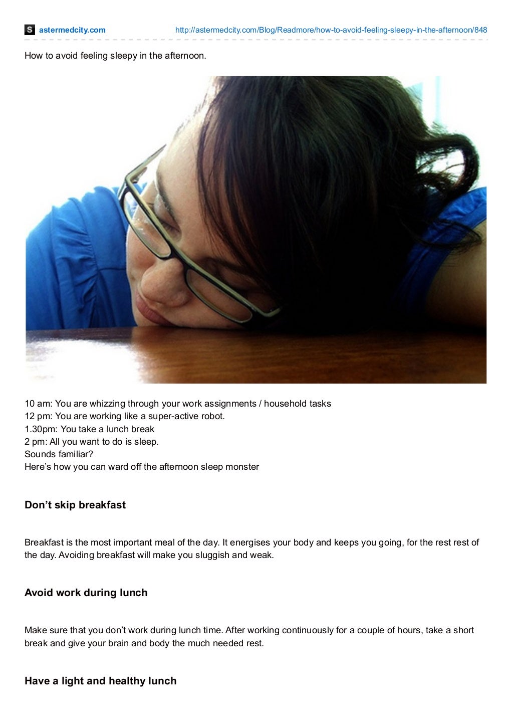 How To Avoid Feeling Sleepy In The Afternoon