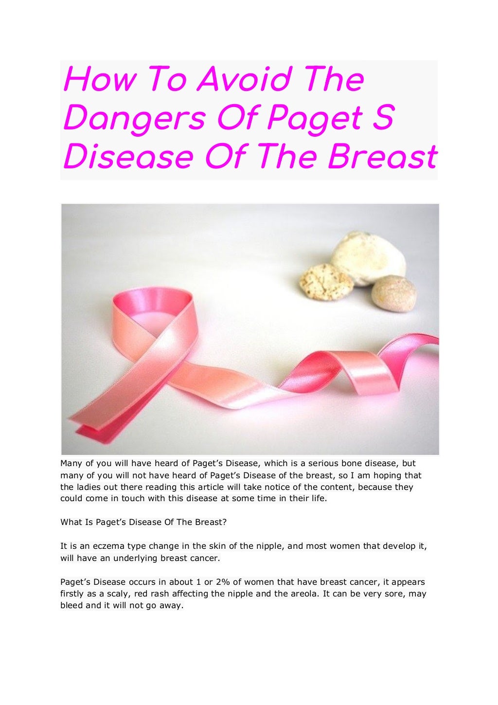 How to avoid the dangers of paget s disease of the breast
