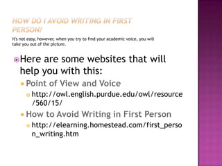 How to avoid writing in first person | PPTX