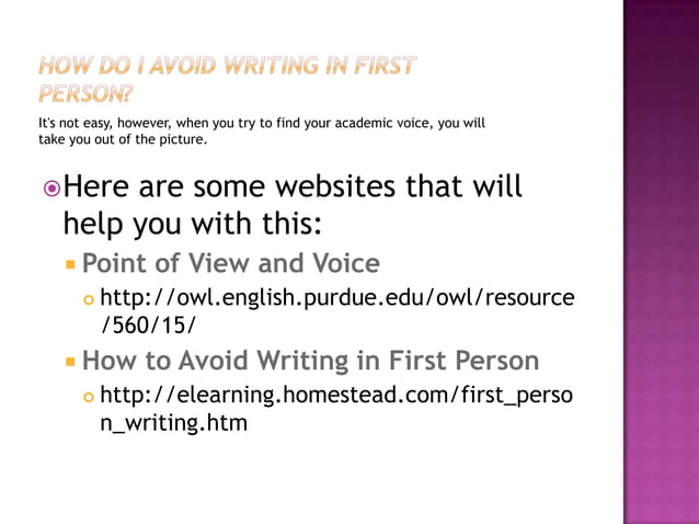 How to avoid writing in first person | PPTX