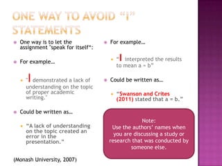 How to avoid writing in first person PPTX