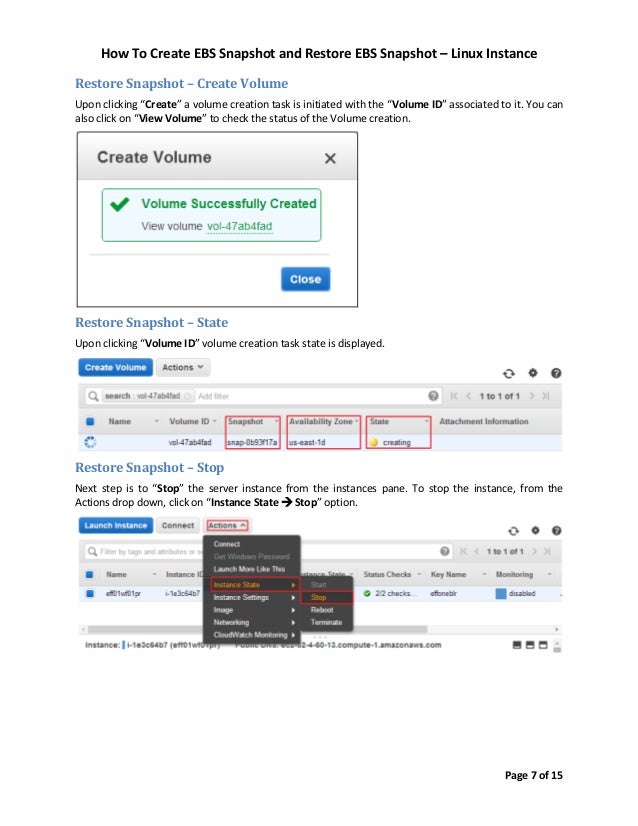 How To Create EBS Snapshot and Restore EBS Snapshot Linux Instance