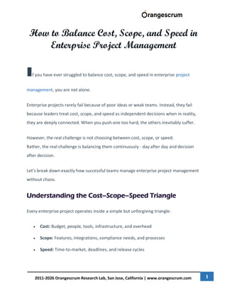 How to Balance Cost, Scope, and Speed in Enterprise Project Management ...