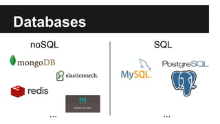 Databases 
noSQL SQL 
... ... 
 