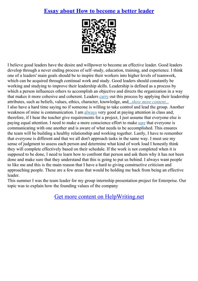 How To Be A Good Leader Essay How To Be A Good Leader Essay
