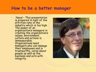 How to be a better manager ,[object Object]