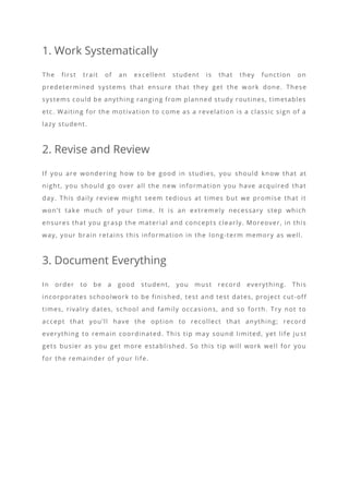 How to Be a Good Student | PDF