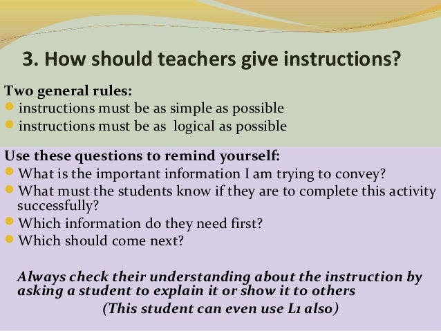 teachers instructions