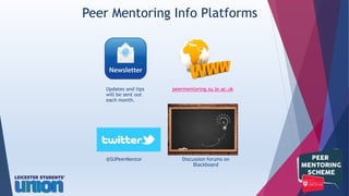 1. Mentor and mentees are not to meet on a 1:1
basis in private, all meetings between
mentors and mentees are to be held in
University grounds or in public spaces.
2. Peer mentors to attend all relevant training
sessions when required to do so.
3. Mentors and mentees are to commit to any
organised meetings, ensuring that they are
punctual.
4. Anything shared between mentor and mentee
must be kept private, unless there is a
safeguarding concern.
5. Mentor and mentees are not to exchange
landline numbers or addresses, the exchange
of mobile telephone numbers is at the
discretion of both mentor and mentee.
6. Communication to be made during reasonable
hours.
7. Peer mentors and mentees must actively
challenge any prejudicial or discriminatory
behaviour towards members of staff,
students, visitors or members of the public.
Should any behaviour require reporting please
inform the peer mentoring team.
8. All mentors and mentees will adhere to the
University and Union’s health and safety
policy as well as the code of practices and
policies which are available through their
websites.
A Reminder of the Code of Conduct
 