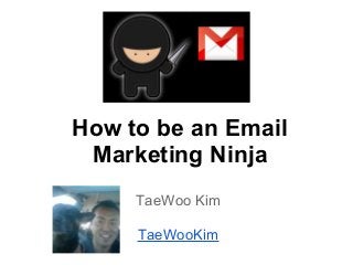 How to be an Email
Marketing Ninja
TaeWoo Kim
TaeWooKim
 