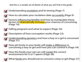 And this is a sample set of details of what you will find in the guide:
 