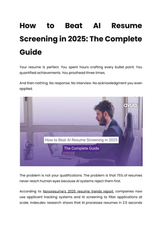 How to Beat AI Resume Screening in 2025: The Complete Guide | PDF