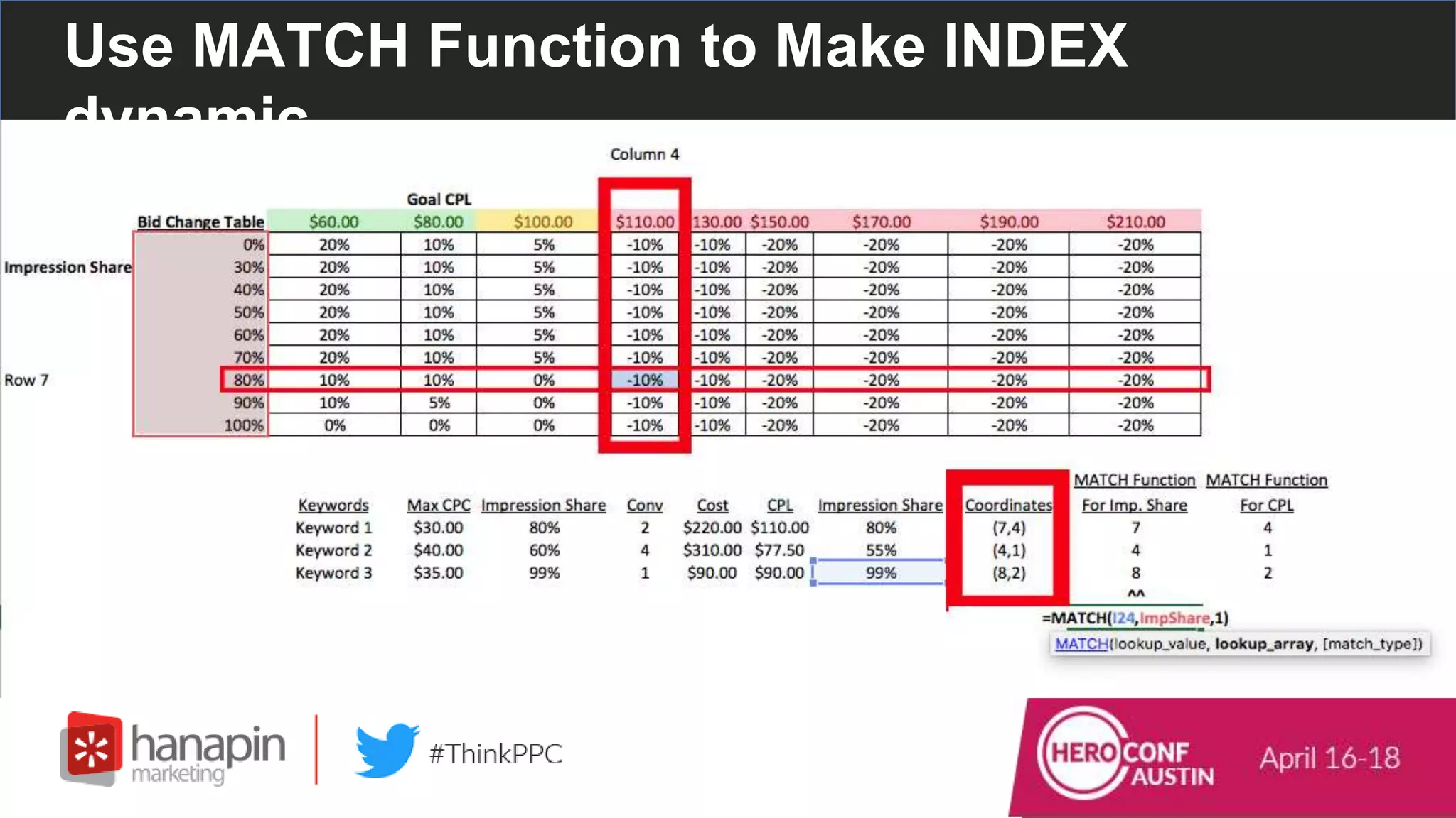 Use MATCH Function to Make INDEX
dynamic
 