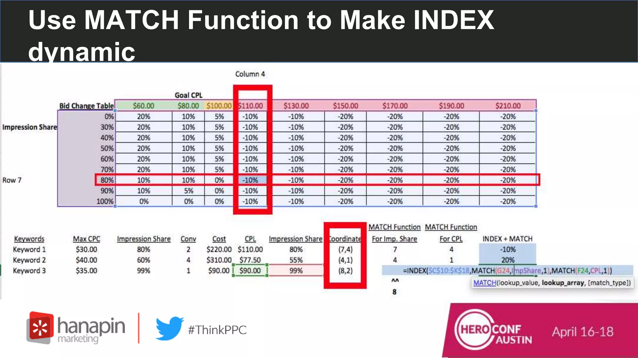 Use MATCH Function to Make INDEX
dynamic
 