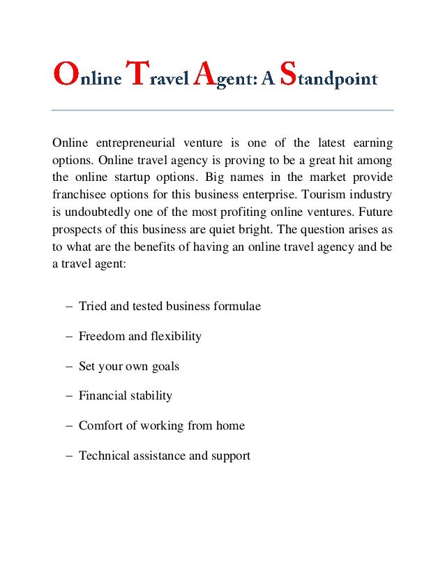 How to be a Travel Agent online Follow Steps