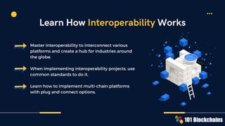 Master interoperability to interconnect various
platforms and create a hub for industries around
the globe.
When implementing interoperability projects, use
common standards to do it.
Learn how to implement multi-chain platforms
with plug and connect options.
Learn How Interoperability Works
 