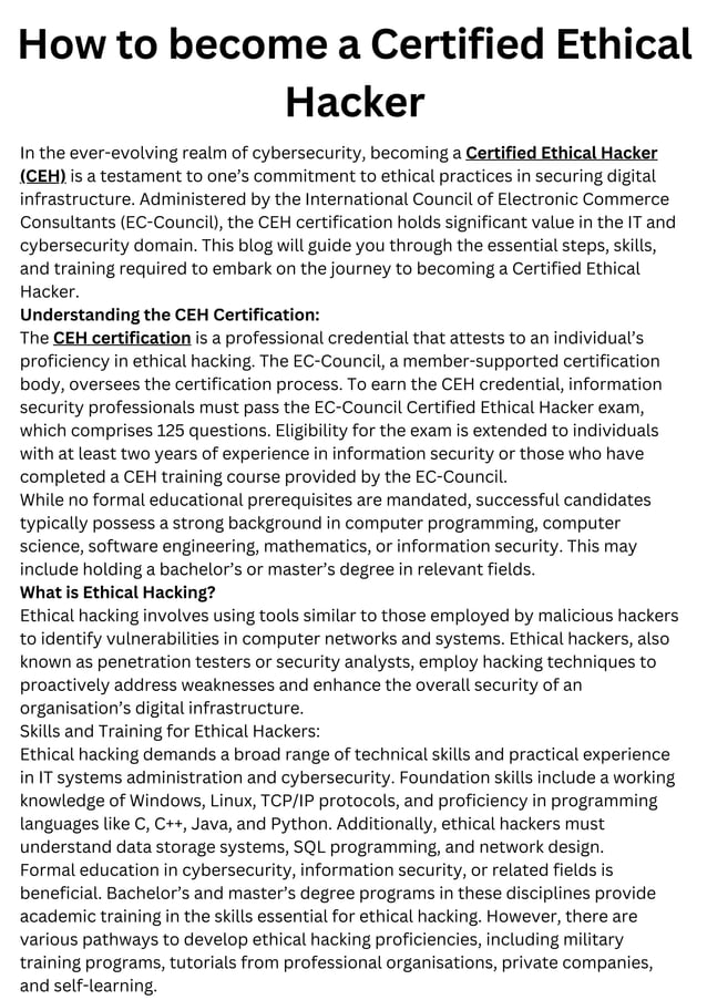 How to become a Certified Ethical Hacker.pdf | Computing | Technology ...