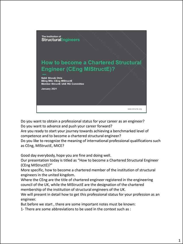 How to become a Chartered Structural Engineer (CEng MIStructE ...