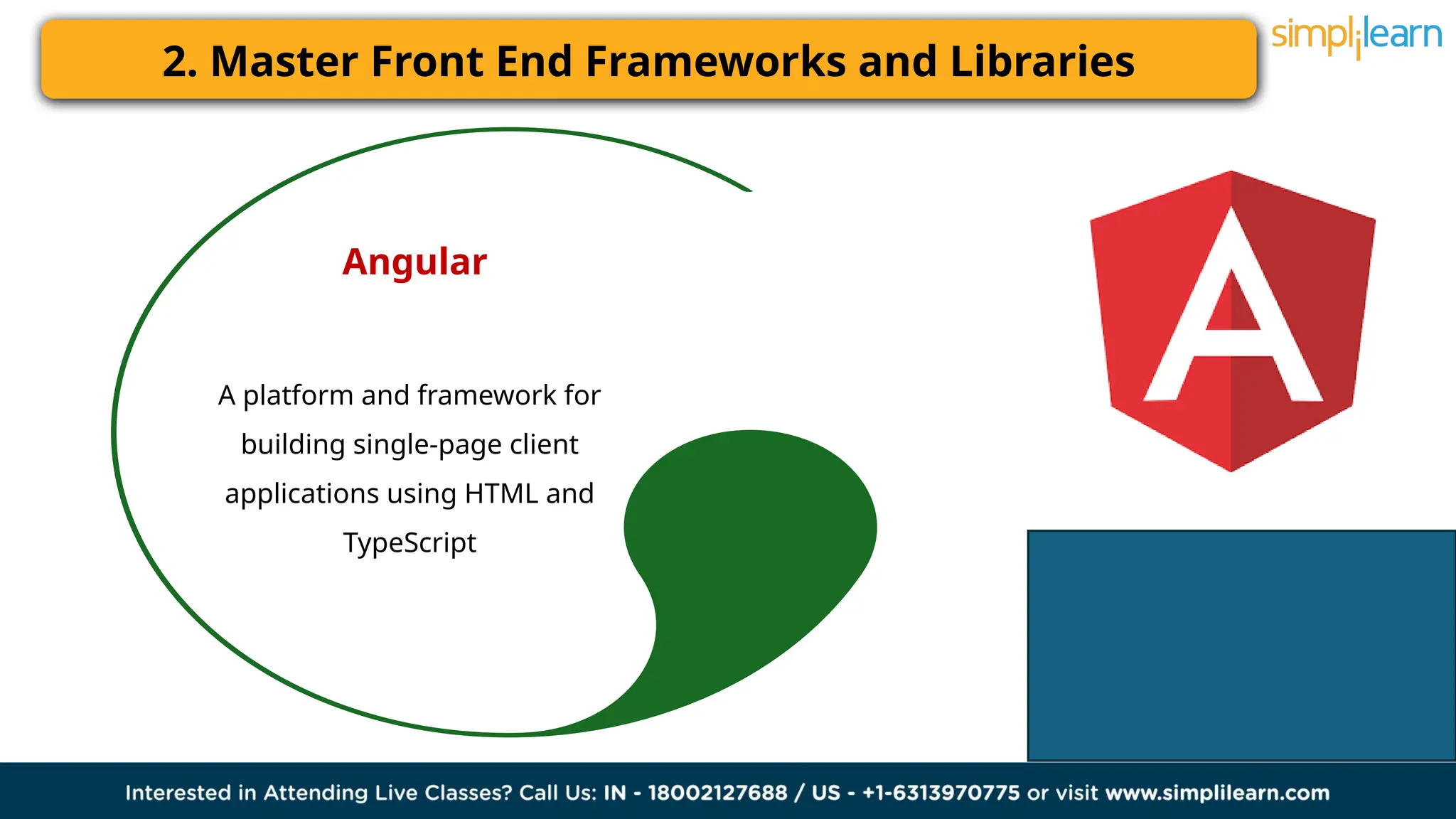 2. Master Front End Frameworks and Libraries
Angular
A platform and framework for
building single-page client
applications using HTML and
TypeScript
 