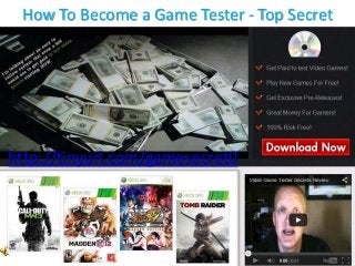 How To Become a Game Tester - Top Secret

http://tinyurl.com/gamesecret0

 