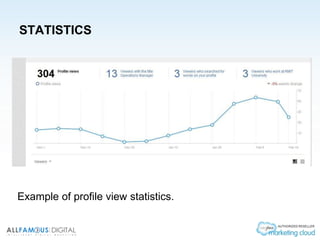 STATISTICS
Example of profile view statistics.
 