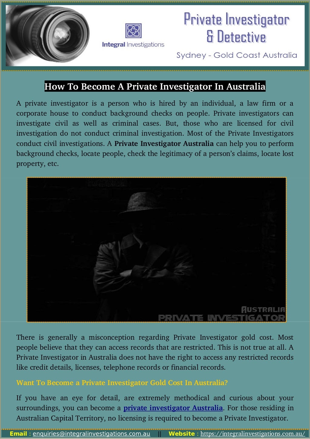 How to a private investigator in australia