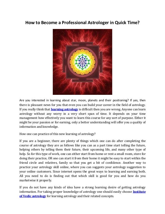 How to a professional astrologer in quick time