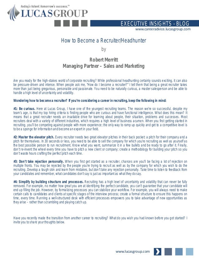 How to a Recruiter/Headhunter