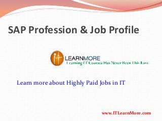 SAP Profession & Job Profile

Learn more about Highly Paid Jobs in IT

www.ITLearnMore.com

 