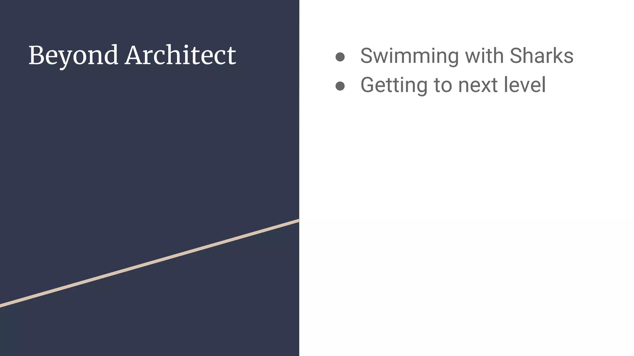 Beyond Architect ● Swimming with Sharks
● Getting to next level
 