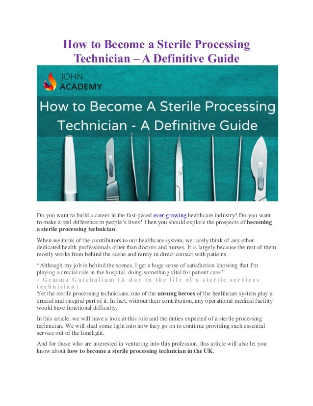 How to a sterile processing technician