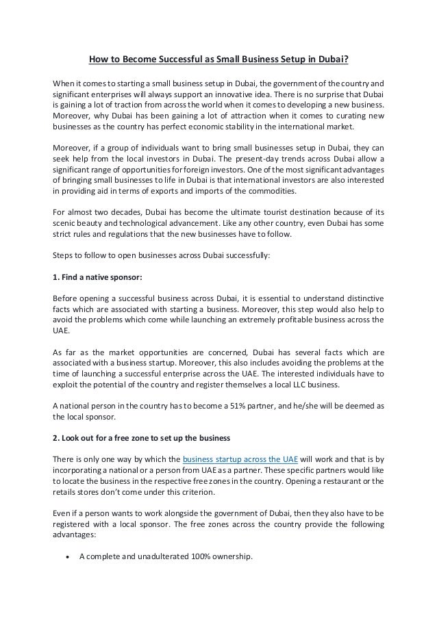 How to Successful as Small Business Setup in Dubai?