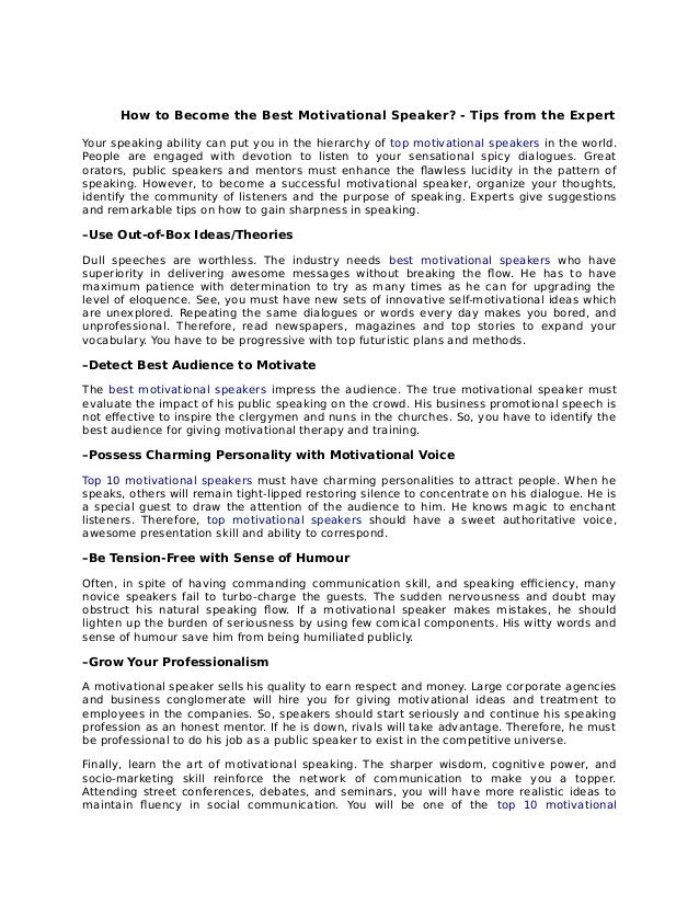 how to become a professional motivational speaker