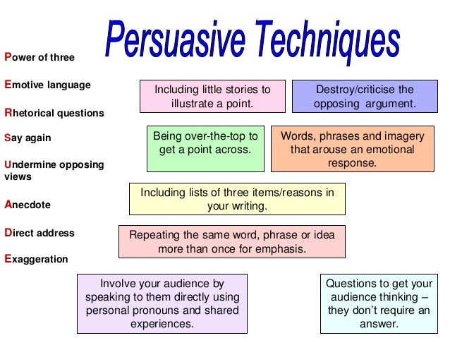 what are persuasive essay techniques