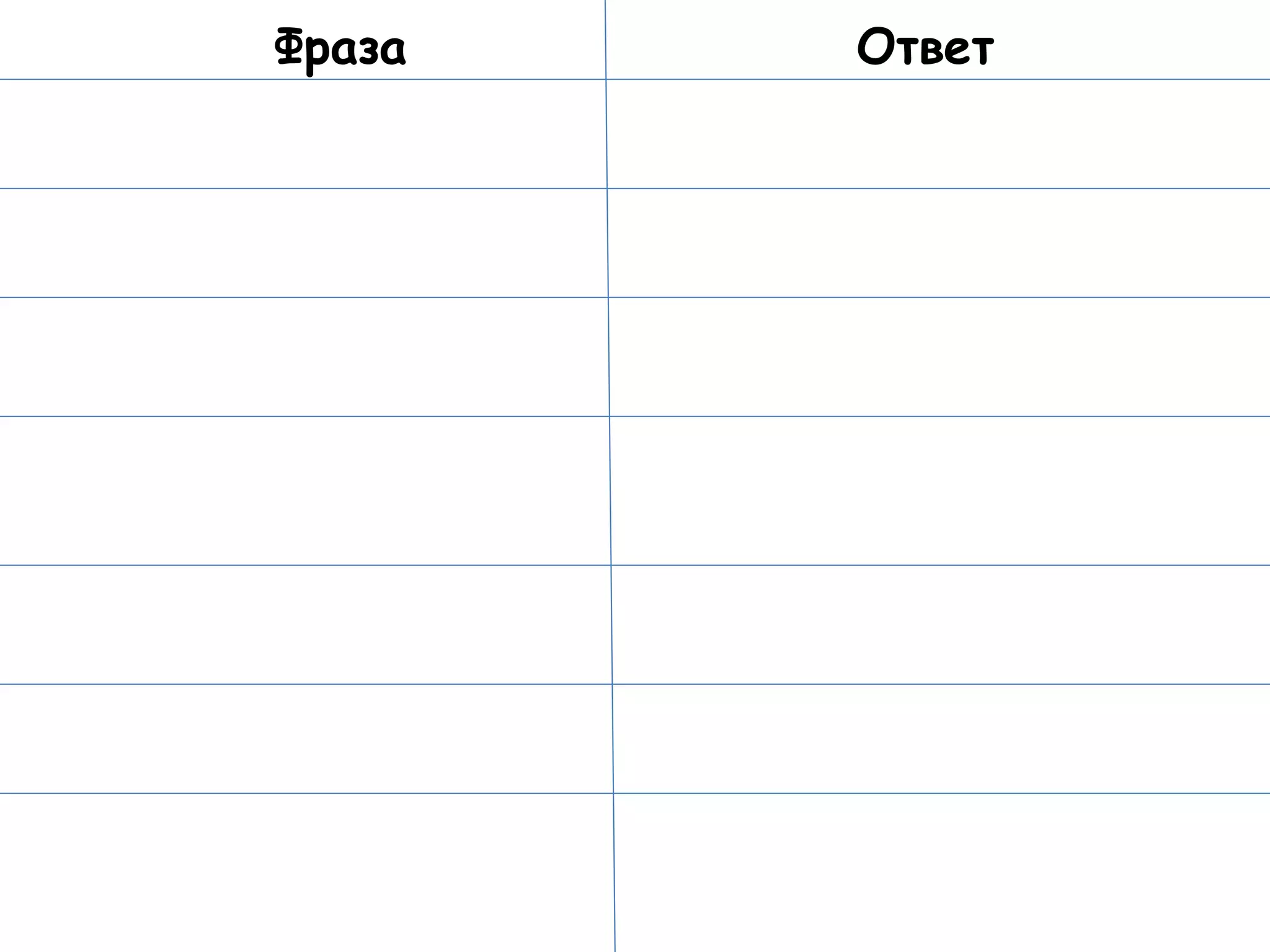 Фраза Ответ 