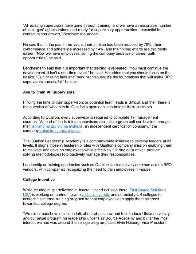 How To Best Train BPO Supervisors