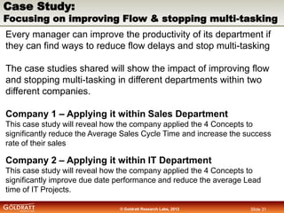Case Study:

Focusing on improving Flow & stopping multi-tasking
Every manager can improve the productivity of its departm...