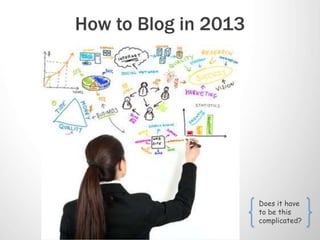 How to Blog in 2013




                      Does it have
                      to be this
                      complicated?
 