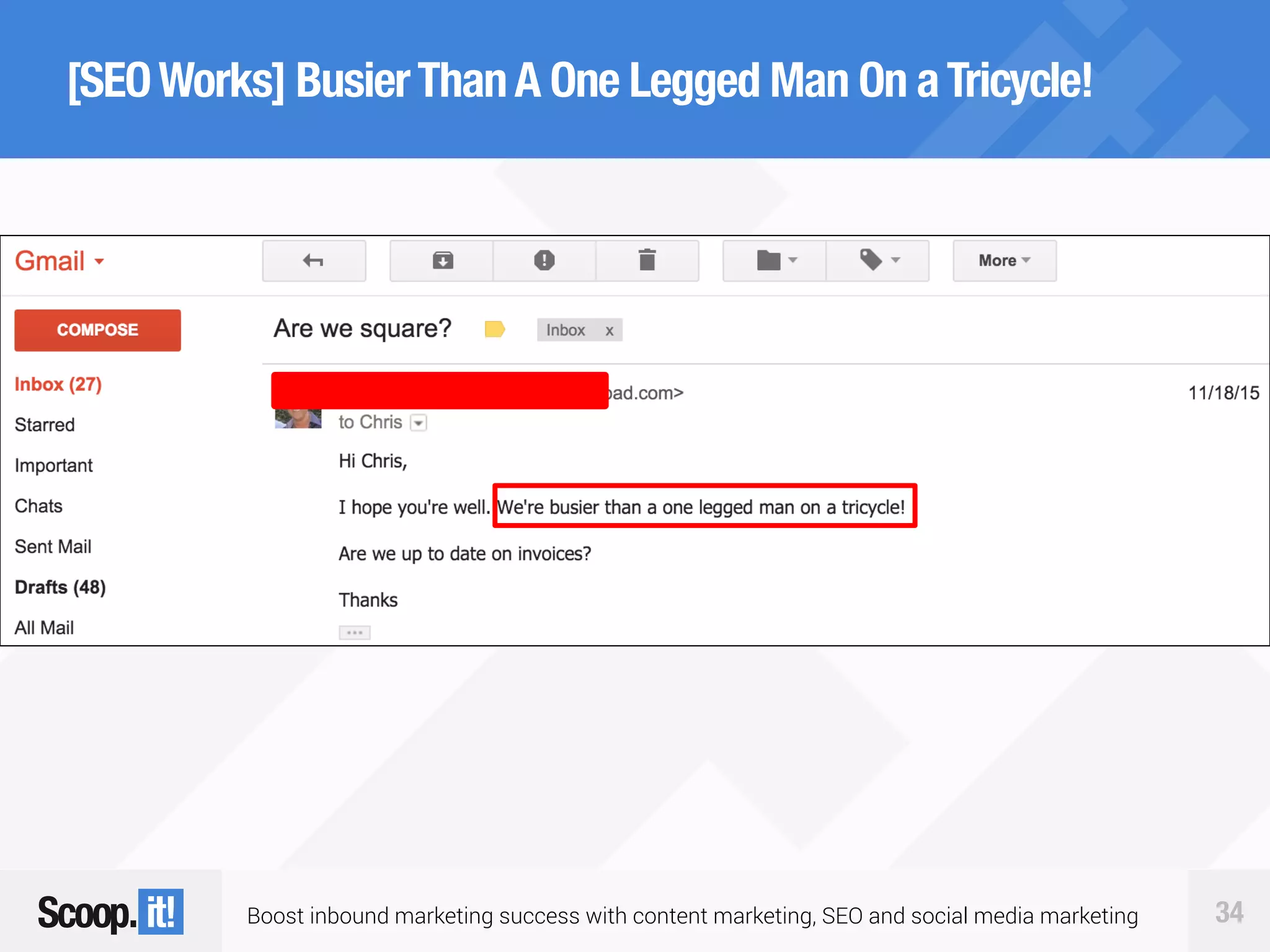 Boost inbound marketing success with content marketing, SEO and social media marketing 34
[SEOWorks] BusierThanA One Legged Man On aTricycle!
 