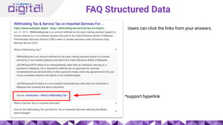 FAQ Structured Data
*support hyperlink
Users can click the links from your answers.
 