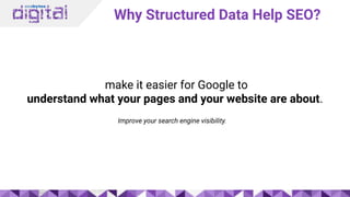Why Structured Data Help SEO?
make it easier for Google to
understand what your pages and your website are about.
Improve your search engine visibility.
 