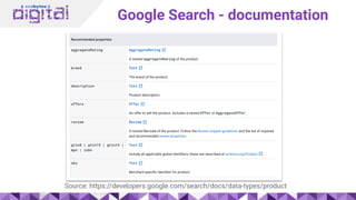 Google Search - documentation
Source: https://developers.google.com/search/docs/data-types/product
 
