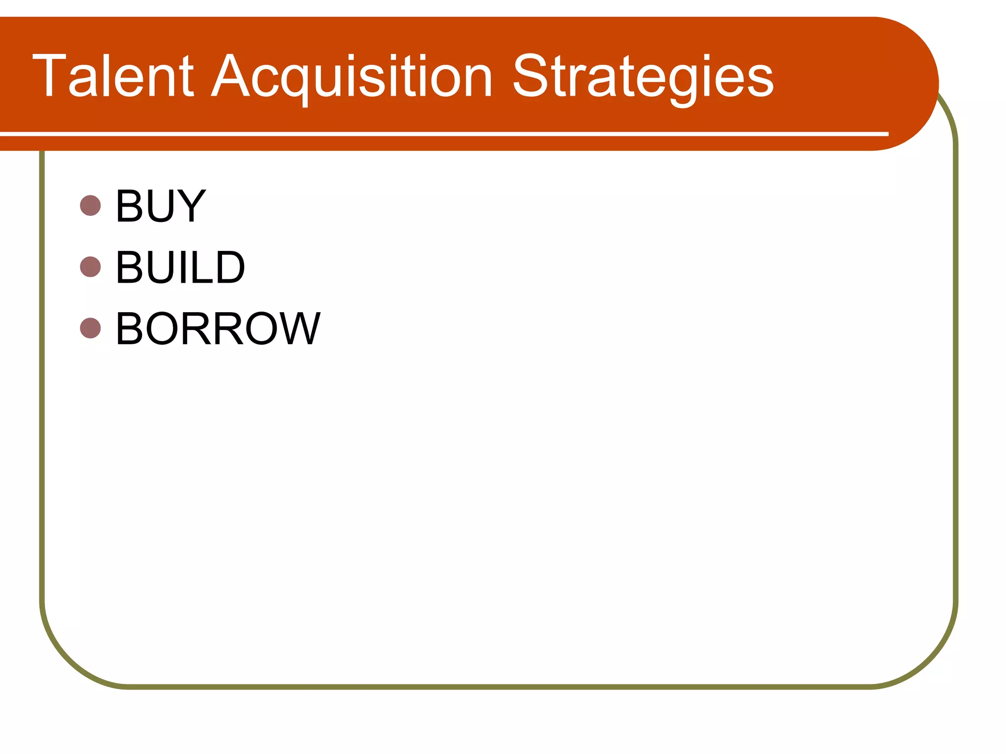 Talent Acquisition Strategies BUY BUILD BORROW 