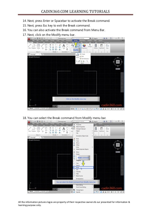 How to break line using auto cad break command