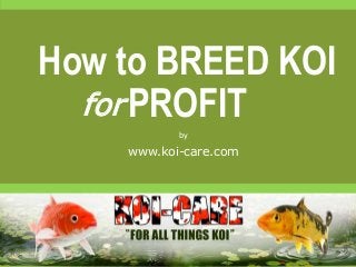 How to BREED KOI
PROFIT
by
www.koi-care.com
for
 