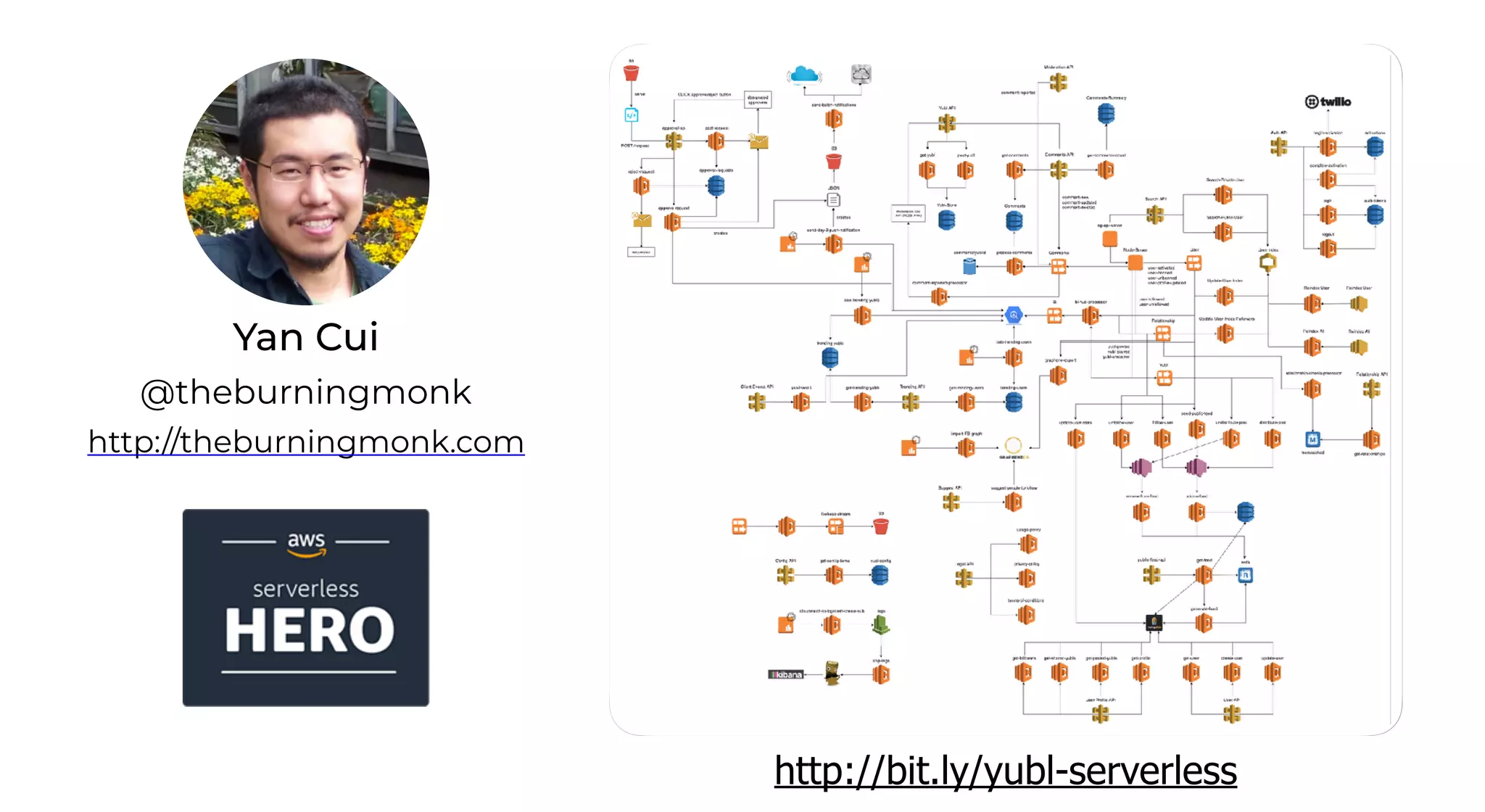 Yan Cui
http://theburningmonk.com
@theburningmonk
http://bit.ly/yubl-serverless
 