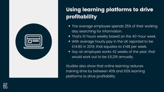 Using learning platforms to drive
profitability
The average employee spends 25% of their working
day searching for informa...