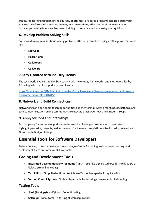 How to Build a Career in Software Development: Tips and Tools | PDF