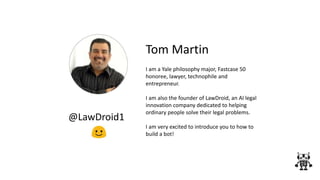 I am a Yale philosophy major, Fastcase 50
honoree, lawyer, technophile and
entrepreneur.
I am also the founder of LawDroid...